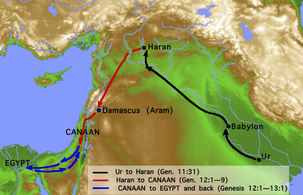 Biblical Abraham's Journey Map